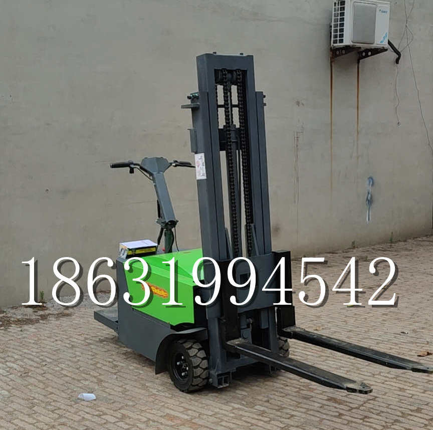 彬州市优程全电动叉车插腿式堆高车液压装卸车1.5吨升高小型站驾式铲车